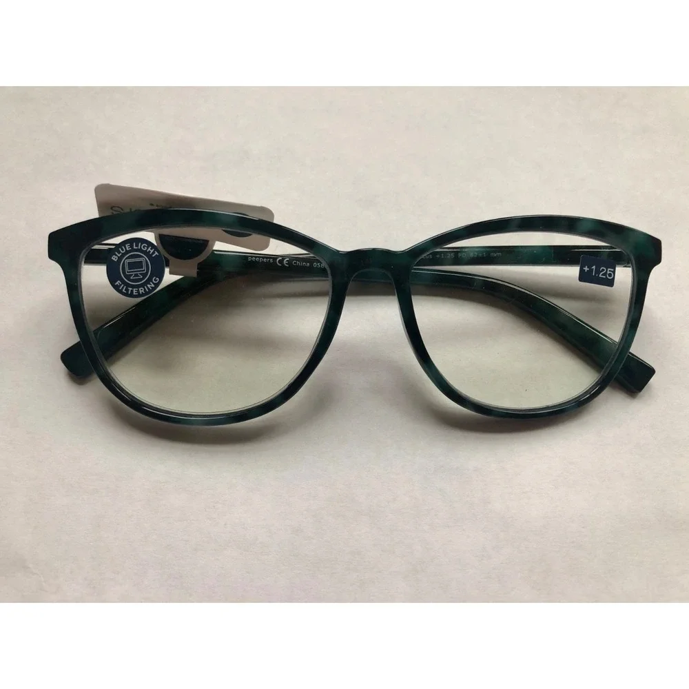 New Peepers Bengal Green Tortoise Cat‎ Eye Reading Glasses +1.25
